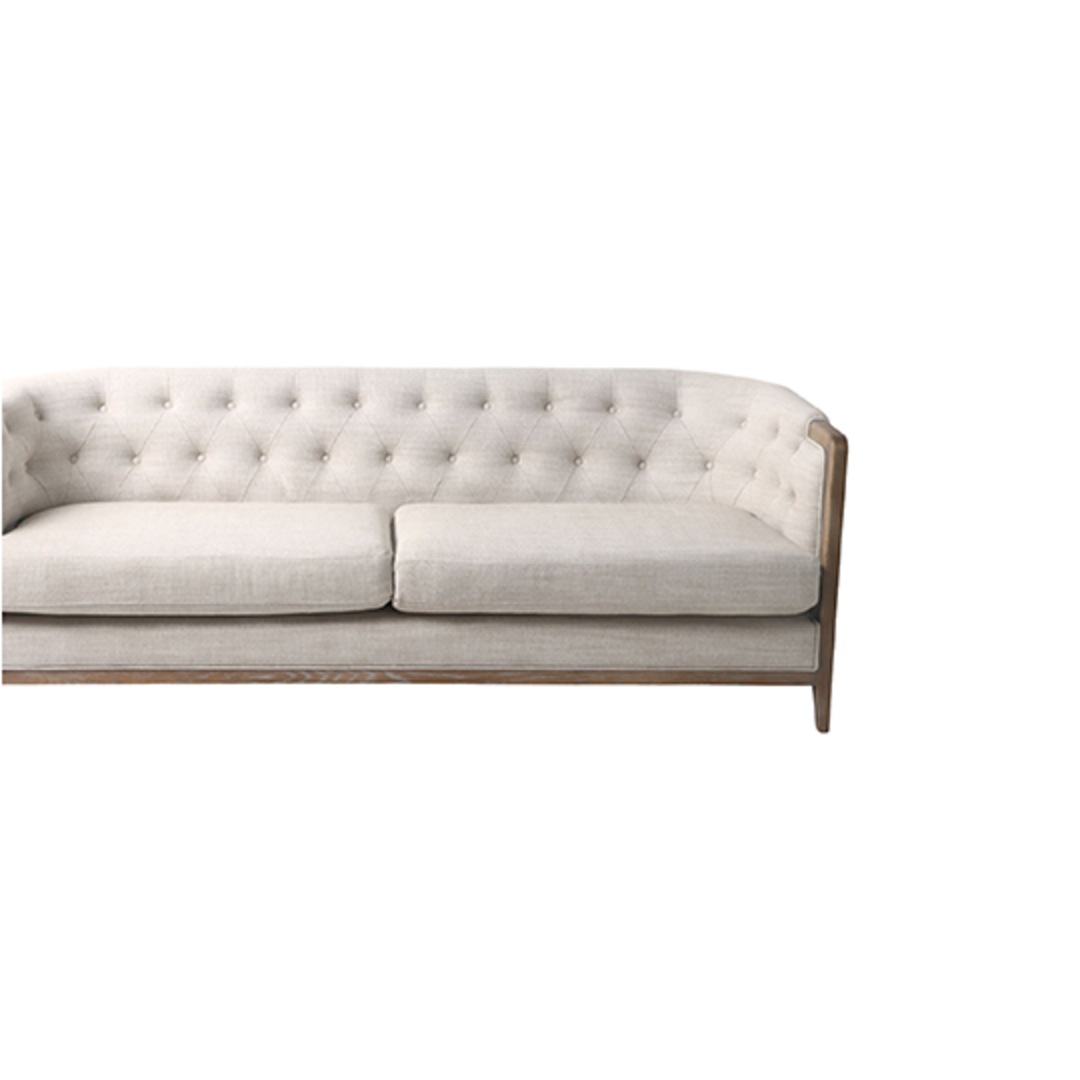 Regal 3 Seater Sofa Fabric With Washed Oak Frame - Cream image 1